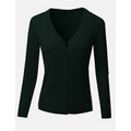 Ladies Cotton Fine Gauge V-Neck Cardigan Sweater